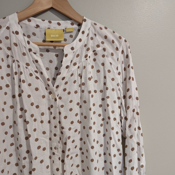 Maeve Blouse Long Sleeved Polka Dot M Rayon - Picture 6 of 7